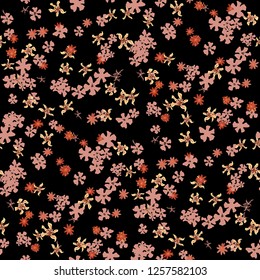 Small Floral Seamless Pattern with Lovely Wild Flowers. Feminine Rapport for Wallpaper, Dress, Chintz in Trendy Country Style. Colorful Seamless Pattern with Tiny Flowers. Vector Background