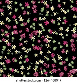 Small Floral Seamless Pattern with Lovely Wild Flowers. Feminine Rapport for Wallpaper, Linen, Chintz in Trendy Liberty Style. Colorful Seamless Pattern with Tiny Flowers. Vector Background