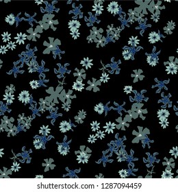 Small Floral Seamless Pattern with Lovely Wild Flowers. Girlie Rapport for Wallpaper, Linen, Chintz in Trendy Liberty Style. Colorful Seamless Pattern with Tiny Flowers. Vector Background