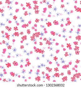 Small Floral Seamless Pattern with Lovely Wild Flowers. Feminine Rapport for Wallpaper, Dress, Underwear in Trendy Country Style. Colorful Seamless Pattern with Tiny Flowers. Vector Background