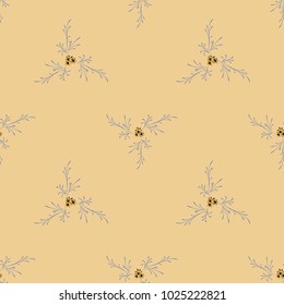 Small Floral Seamless Pattern with Pretty Daisy Flowers. Feminine Rapport for Linen, Textile, Wallpaper in Trendy Country Style. Colorful Seamless Pattern with Tiny Flowers. Vector Background.