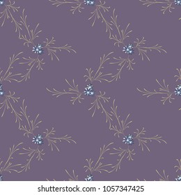 Small Floral Seamless Pattern with Pretty Daisy Flowers. Feminine Rapport for Linen, Fabric, Wallpaper in Trendy Rustic Style. Colorful Seamless Pattern with Tiny Flowers. Vector Background.