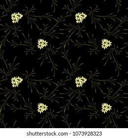 Small Floral Seamless Pattern with Pretty Daisy Flowers. Feminine Rapport for Linen, Fabric, Wallpaper in Trendy Country Style. Colorful Seamless Pattern with Tiny Flowers. Vector Background.