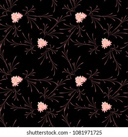 Small Floral Seamless Pattern with Pretty Daisy Flowers. Feminine Rapport for Linen, Fabric, Wallpaper in Trendy Rustic Style. Colorful Seamless Pattern with Tiny Flowers. Vector Background.