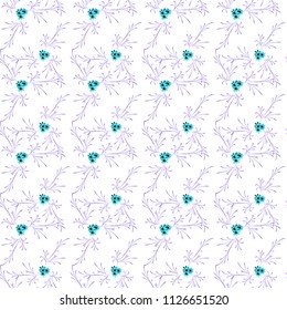Small Floral Seamless Pattern with Pretty Daisy Flowers. Feminine Rapport for Textile, Fabric, Wallpaper in Trendy Country Style. Colorful Seamless Pattern with Tiny Flowers. Vector Background.
