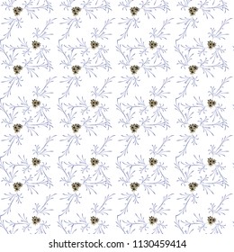 Small Floral Seamless Pattern with Pretty Daisy Flowers. Feminine Rapport for Linen, Fabric, Wallpaper in Trendy Liberty Style. Colorful Seamless Pattern with Tiny Flowers. Vector Background.