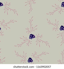 Small Floral Seamless Pattern with Pretty Daisy Flowers. Feminine Rapport for Textile, Fabric, Wallpaper in Trendy Rustic Style. Colorful Seamless Pattern with Tiny Flowers. Vector Background.