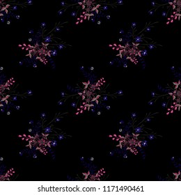 Small Floral Seamless Pattern with Pretty Wildflowers. Girlie Natural Background in Liberty Style with Small Blossoms of Daisy Flowers. Vector Ditsy Pattern for Fabric, Textile. Floral Texture
