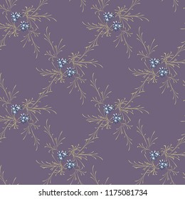 Small Floral Seamless Pattern with Pretty Daisy Flowers. Feminine Rapport for Linen, Textile, Fabric in Trendy Rustic Style. Colorful Seamless Pattern with Tiny Flowers. Vector Background.