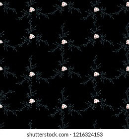 Small Floral Seamless Pattern with Pretty Daisy Flowers. Feminine Rapport for Linen, Fabric, Wallpaper in Trendy Country Style. Colorful Seamless Pattern with Tiny Flowers. Vector Background.