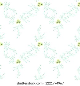 Small Floral Seamless Pattern with Pretty Daisy Flowers. Feminine Rapport for Textile, Fabric, Wallpaper in Trendy Liberty Style. Colorful Seamless Pattern with Tiny Flowers. Vector Background.