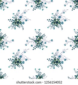 Small Floral Seamless Pattern with Pretty Wildflowers. Girlie Natural Background in Country Style with Small Blossoms of Daisy Flowers. Vector Ditsy Pattern for Paper, Textile. Floral Texture