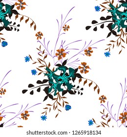 Small Floral Seamless Pattern with Pretty Wildflowers. Girlie Natural Background in Country Style with Small Blossoms of Daisy Flowers. Vector Ditsy Pattern for Textile, Chintz. Floral Texture