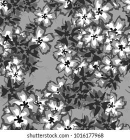 Small Floral Seamless Pattern. Simple Flowers for Rapport, Textile, Wallpaper, Fabric or Print. Feminine Texture in Rustic Style. Trendy Seamless Ornament in Vector. Grayscale