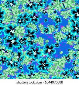 Small Floral Seamless Pattern. Simple Flowers for Rapport, Textile, Wallpaper, Fabric or Print. Feminine Texture in Rustic Style. Trendy Seamless Ornament in Vector. Bright Colors