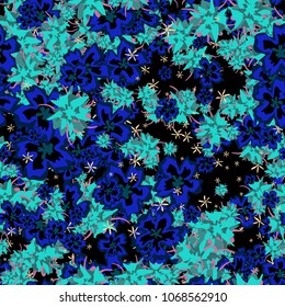 Small Floral Seamless Pattern. Simple Flowers for Rapport, Textile, Wallpaper, Fabric or Print. Feminine Texture in Rustic Style. Trendy Seamless Ornament in Vector. Bright Colors
