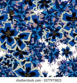 Small Floral Seamless Pattern. Simple Flowers for Rapport, Textile, Wallpaper, Fabric or Print. Feminine Texture in Rustic Style. Trendy Seamless Ornament in Vector. Bright Colors