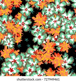 Small Floral Seamless Pattern. Simple Flowers for Rapport, Textile, Wallpaper, Fabric or Print. Feminine Texture in Rustic Style. Trendy Seamless Ornament in Vector. Bright Colors