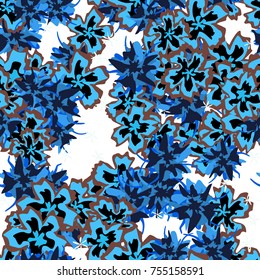 Small Floral Seamless Pattern. Simple Flowers for Rapport, Textile, Wallpaper, Fabric or Print. Feminine Texture in Rustic Style. Trendy Seamless Ornament in Vector. Bright Colors
