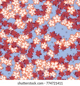 Small Floral Seamless Pattern. Simple Flowers for Rapport, Textile, Wallpaper, Fabric or Print. Feminine Texture in Rustic Style. Trendy Seamless Ornament in Vector. Bright Colors