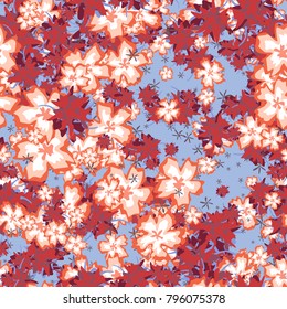 Small Floral Seamless Pattern. Simple Flowers for Rapport, Textile, Wallpaper, Fabric or Print. Feminine Texture in Rustic Style. Trendy Seamless Ornament in Vector. Bright Colors