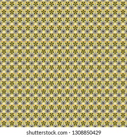 Small floral seamless pattern. Vector graphic print. Delicate little flowers in gray, beige and yellow colors.