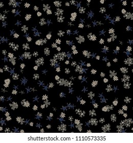 Small Floral Seamless Texture with Cute Wild Flowers. Girlie Rapport for Wallpaper, Dress, Underwear in Trendy Country Style. Colorful Seamless Pattern with Tiny Flowers. Vector Background