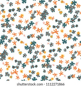 Small Floral Seamless Texture with Cute Wild Flowers. Girlie Rapport for Wallpaper, Dress, Underwear in Trendy Liberty Style. Colorful Seamless Pattern with Tiny Flowers. Vector Background