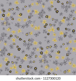 Small Floral Seamless Texture with Cute Wild Flowers. Girlie Rapport for Cloth, Dress, Underwear in Trendy Liberty Style. Colorful Seamless Pattern with Tiny Flowers. Vector Background