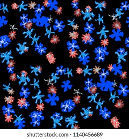 Small Floral Seamless Texture with Cute Wild Flowers. Girlie Rapport for Print, Textile, Fabric in Trendy Country Style. Colorful Seamless Pattern with Tiny Flowers. Vector Background