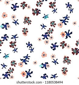 Small Floral Seamless Texture with Cute Wild Flowers. Girlie Rapport for Cloth, Dress, Underwear in Trendy Liberty Style. Colorful Seamless Pattern with Tiny Flowers. Vector Background