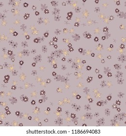 Small Floral Seamless Texture with Cute Wild Flowers. Feminine Rapport for Cloth, Dress, Underwear in Trendy Country Style. Colorful Seamless Pattern with Tiny Flowers. Vector Background