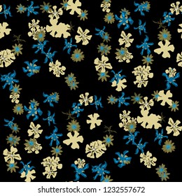 Small Floral Seamless Texture with Cute Wild Flowers. Feminine Rapport for Cloth, Dress, Underwear in Trendy Country Style. Colorful Seamless Pattern with Tiny Flowers. Vector Background