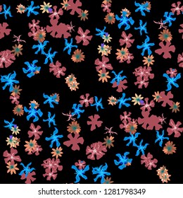 Small Floral Seamless Texture with Cute Wild Flowers. Girlie Rapport for Print, Linen, Fabric in Trendy Country Style. Colorful Seamless Pattern with Tiny Flowers. Vector Background