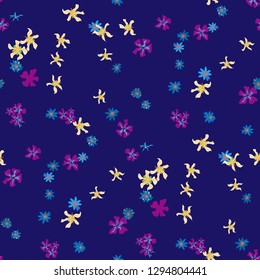 Small Floral Seamless Texture with Cute Wild Flowers. Girlie Rapport for Wallpaper, Dress, Chintz in Trendy Liberty Style. Colorful Seamless Pattern with Tiny Flowers. Vector Background