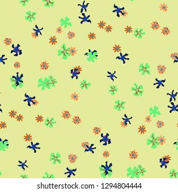 Small Floral Seamless Texture with Cute Wild Flowers. Girlie Rapport for Cloth, Dress, Underwear in Trendy Country Style. Colorful Seamless Pattern with Tiny Flowers. Vector Background