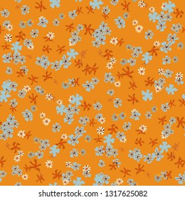 Pequeña textura floral sin soldadura con flores silvestres. Feminine Rapport for Print, Linen, Fabric en estilo campestre moderno. Colorido patrón sin mar con flores pequeñas. Fondo del vector