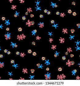 Small Floral Seamless Texture with Cute Wild Flowers. Girlie Rapport for Print, Linen, Fabric in Trendy Country Style. Colorful Seamless Pattern with Tiny Flowers. Vector Background