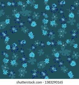 Small Floral Seamless Texture with Cute Wild Flowers. Feminine Rapport for Wallpaper, Linen, Chintz in Trendy Liberty Style. Colorful Seamless Pattern with Tiny Flowers. Vector Background