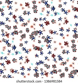 Small Floral Seamless Texture with Cute Wild Flowers. Girlie Rapport for Print, Linen, Fabric in Trendy Country Style. Colorful Seamless Pattern with Tiny Flowers. Vector Background