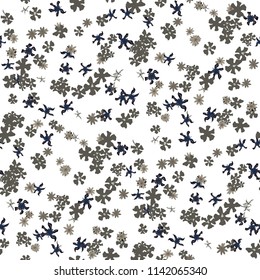 Small Floral Seamless Texture with Delicate Wild Flowers. Girlie Rapport for Wallpaper, Dress, Chintz in Trendy Country Style. Colorful Seamless Pattern with Tiny Flowers. Vector Background
