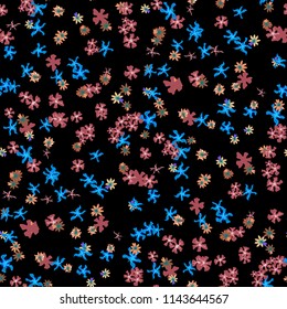 Small Floral Seamless Texture with Delicate Wild Flowers. Feminine Rapport for Print, Textile, Fabric in Trendy Liberty Style. Colorful Seamless Pattern with Tiny Flowers. Vector Background