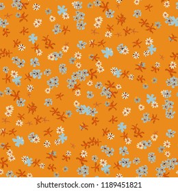 Small Floral Seamless Texture with Delicate Wild Flowers. Feminine Rapport for Print, Textile, Fabric in Trendy Liberty Style. Colorful Seamless Pattern with Tiny Flowers. Vector Background
