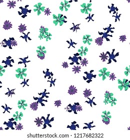 Small Floral Seamless Texture with Delicate Wild Flowers. Girlie Rapport for Wallpaper, Dress, Underwear in Trendy Country Style. Colorful Seamless Pattern with Tiny Flowers. Vector Background