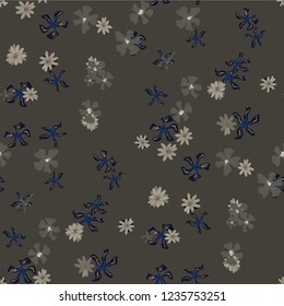 Small Floral Seamless Texture with Delicate Wild Flowers. Feminine Rapport for Print, Linen, Fabric in Trendy Liberty Style. Colorful Seamless Pattern with Tiny Flowers. Vector Background