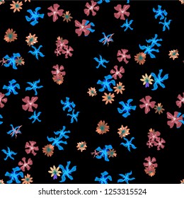 Small Floral Seamless Texture with Delicate Wild Flowers. Feminine Rapport for Wallpaper, Dress, Chintz in Trendy Country Style. Colorful Seamless Pattern with Tiny Flowers. Vector Background