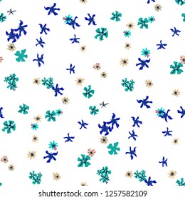 Small Floral Seamless Texture with Delicate Wild Flowers. Girlie Rapport for Print, Linen, Fabric in Trendy Liberty Style. Colorful Seamless Pattern with Tiny Flowers. Vector Background