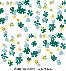 Small Floral Seamless Texture with Delicate Wild Flowers. Girlie Rapport for Cloth, Dress, Underwear in Trendy Country Style. Colorful Seamless Pattern with Tiny Flowers. Vector Background