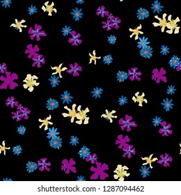 Small Floral Seamless Texture with Delicate Wild Flowers. Girlie Rapport for Print, Linen, Chintz in Trendy Liberty Style. Colorful Seamless Pattern with Tiny Flowers. Vector Background