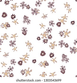 Small Floral Seamless Texture with Delicate Wild Flowers. Girlie Rapport for Print, Textile, Fabric in Trendy Liberty Style. Colorful Seamless Pattern with Tiny Flowers. Vector Background